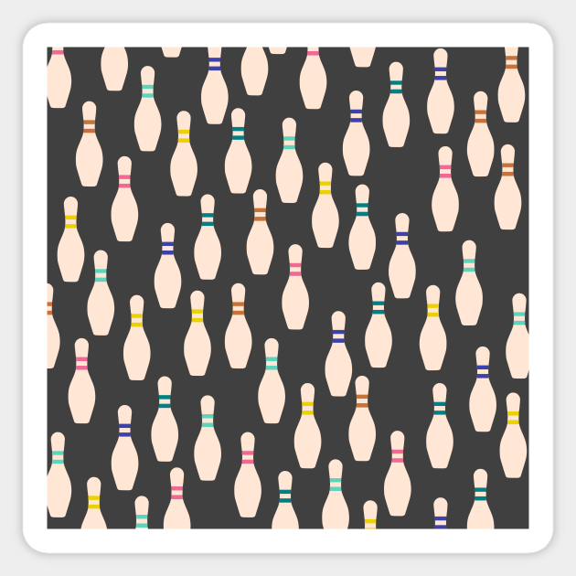 Cute Bowling Pins Pattern Sticker by kapotka